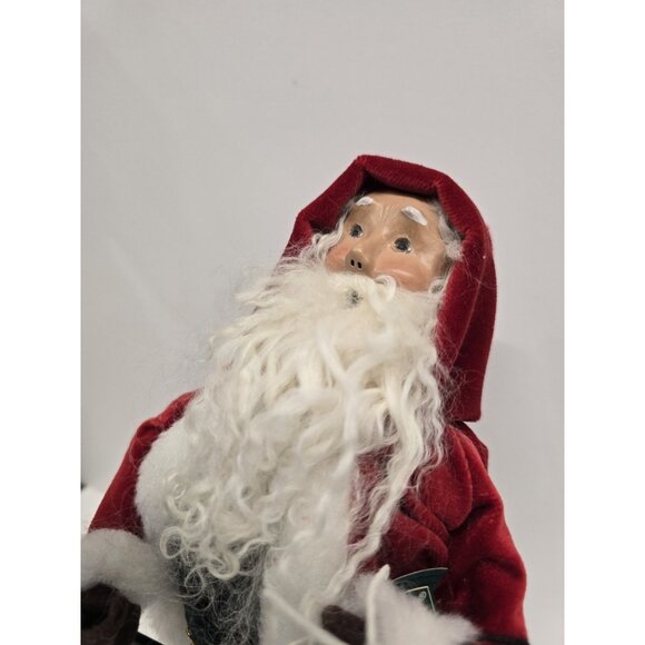 Vintage Byers Choice Victorian Santa With Bottle Brush Christmas Tree - Picture 2 of 8